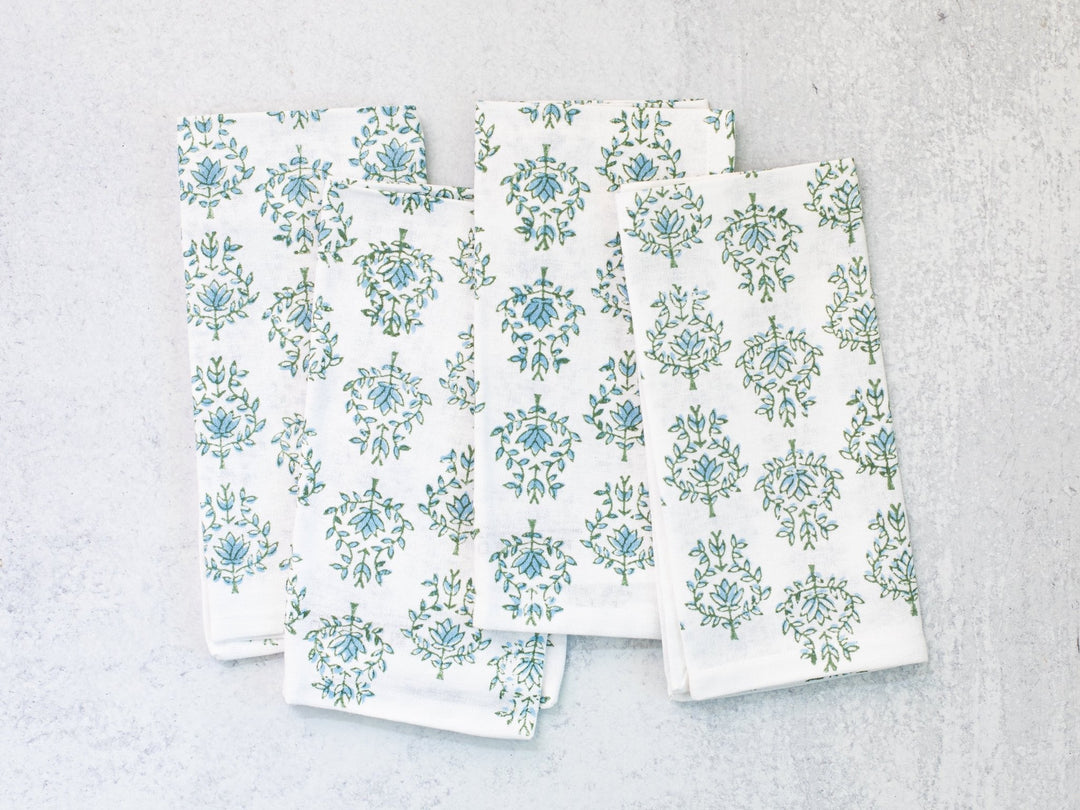 Dinner Napkins (set of 4) - Lotus, Sage & Uniform Blue - The Mended Company