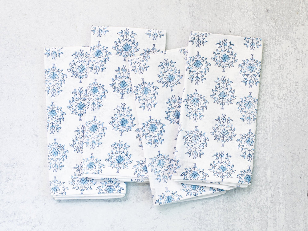Dinner Napkins (set of 4) - Lotus, Uniform Blue and Navy - The Mended Company