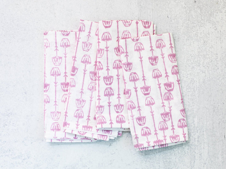Dinner Napkins (set of 4) - Mosaic Flower, Lilac - The Mended Company