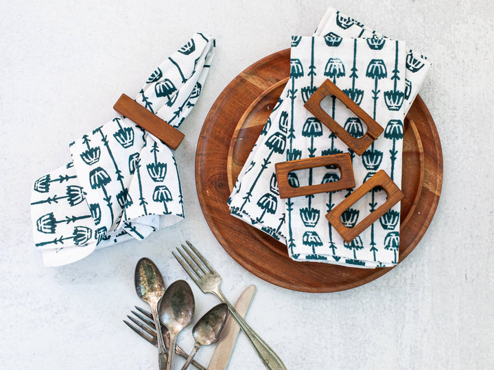 Dinner Napkins (set of 4) - Mosaic Flower, Midnight - The Mended Company