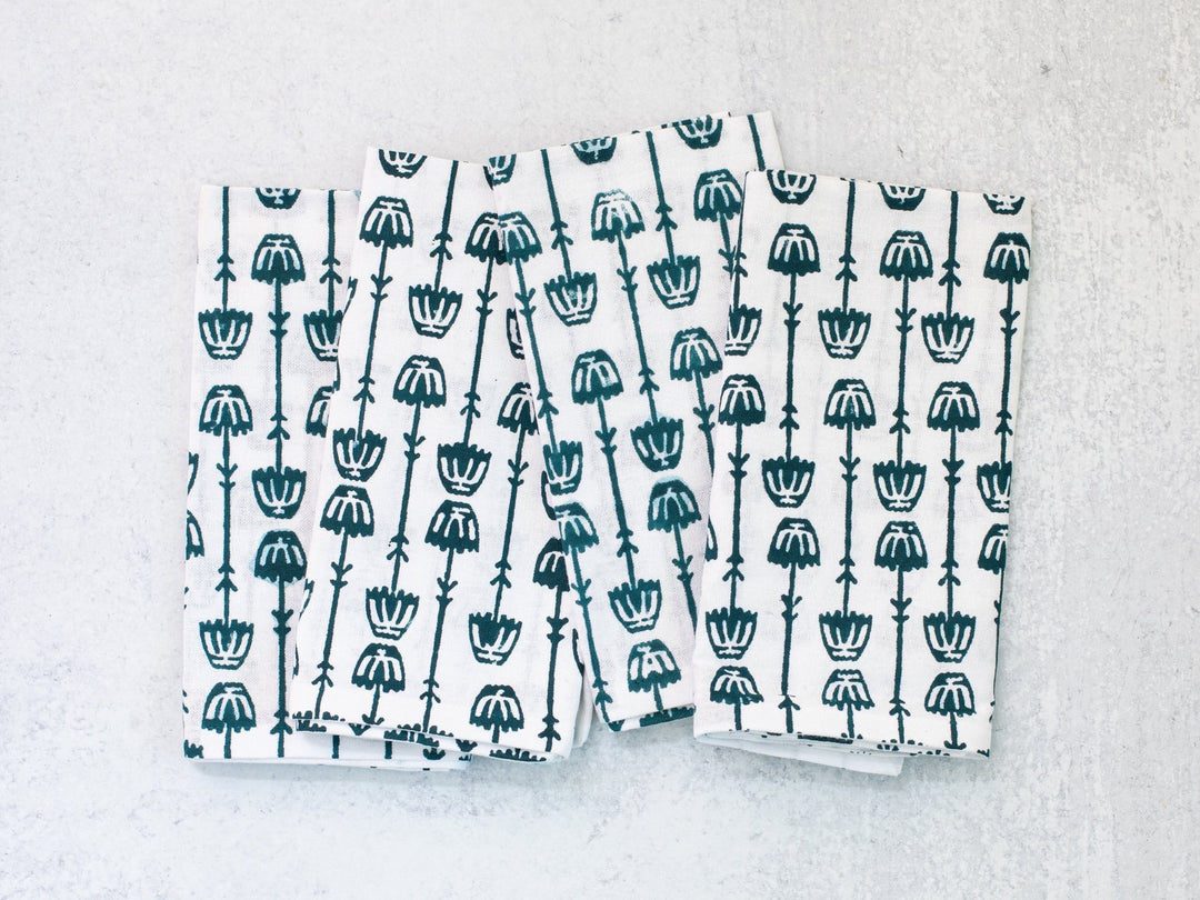 Dinner Napkins (set of 4) - Mosaic Flower, Midnight - The Mended Company