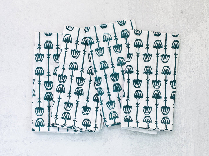 Dinner Napkins (set of 4) - Mosaic Flower, Midnight - The Mended Company