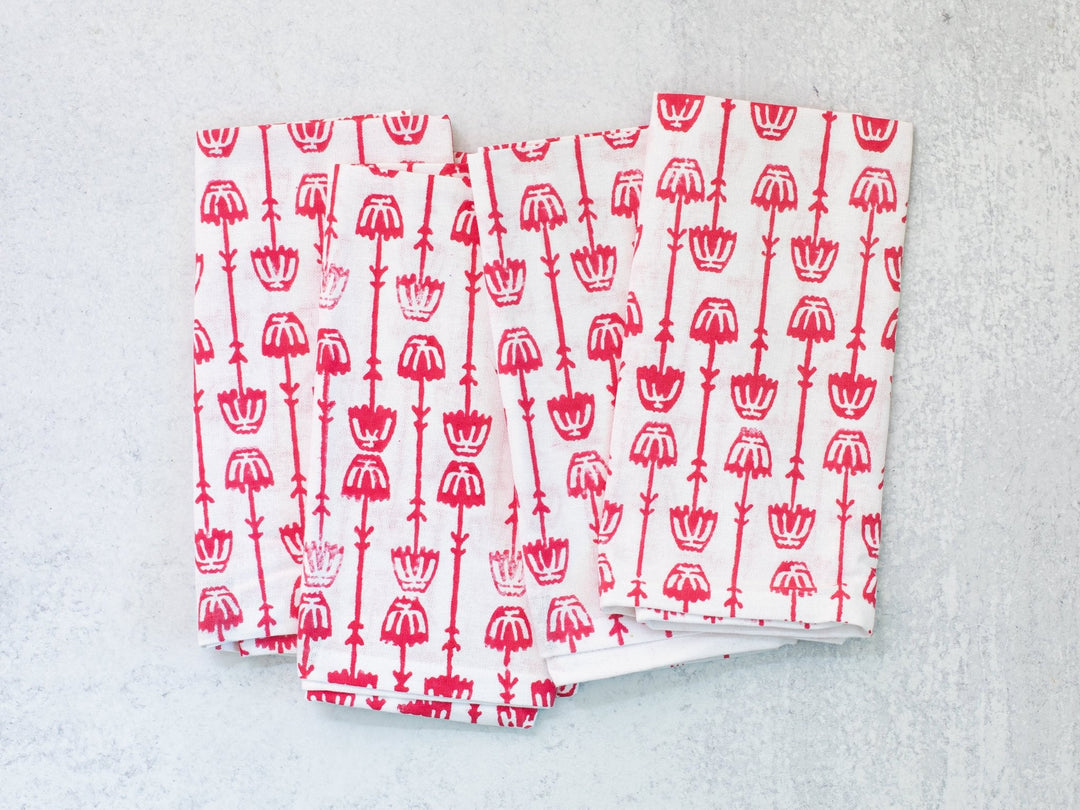 Dinner Napkins (set of 4) - Mosaic Flower, Pink - The Mended Company