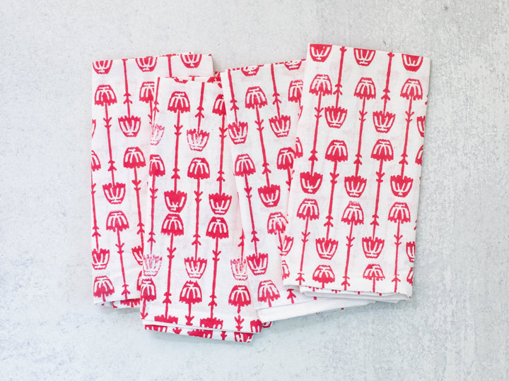 Dinner Napkins (set of 4) - Mosaic Flower, Pink - The Mended Company