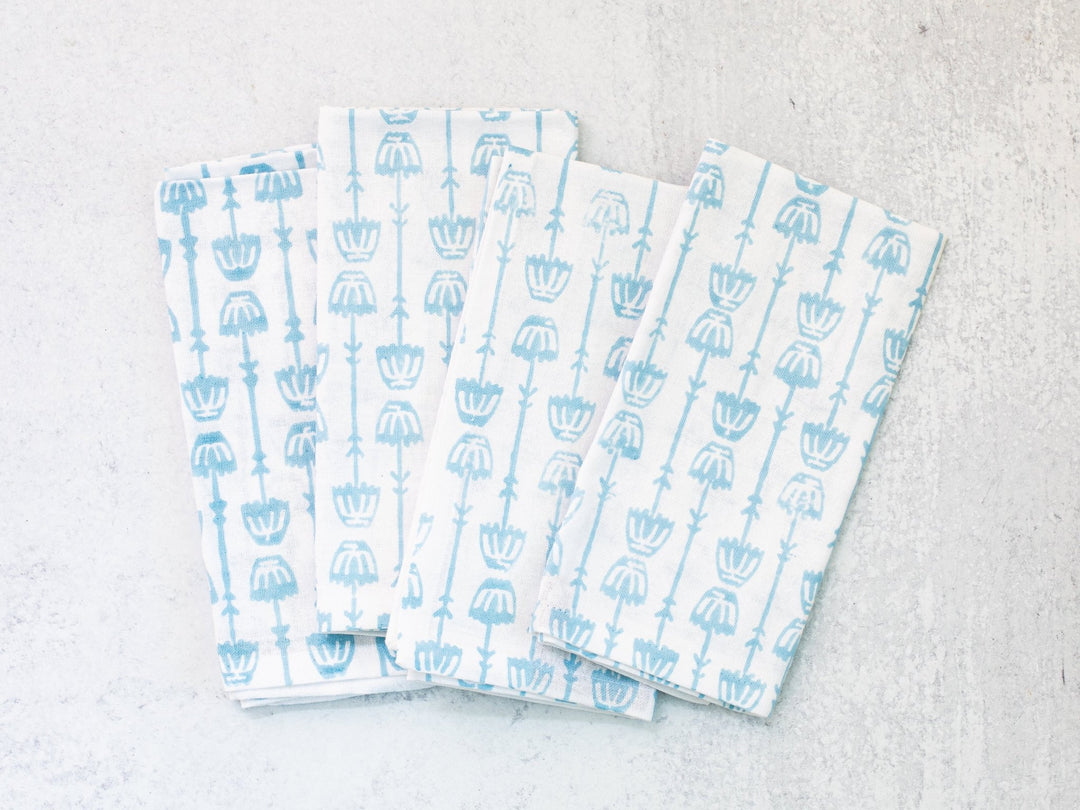Dinner Napkins (set of 4) - Mosaic Flower, Uniform Blue - The Mended Company