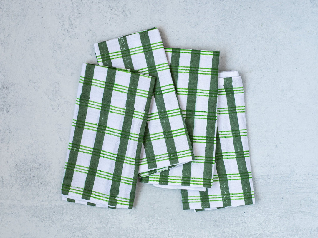 Dinner Napkins (set of 4) - Plaid, Sage & Vine - The Mended Company