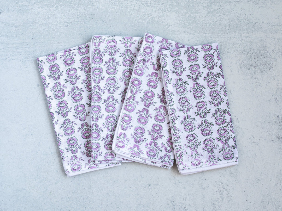 Dinner Napkins (set of 4) - Protea, Sage & Lilac - The Mended Company