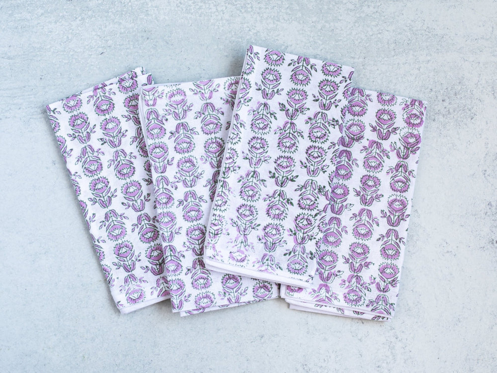 Dinner Napkins (set of 4) - Protea, Sage & Lilac - The Mended Company