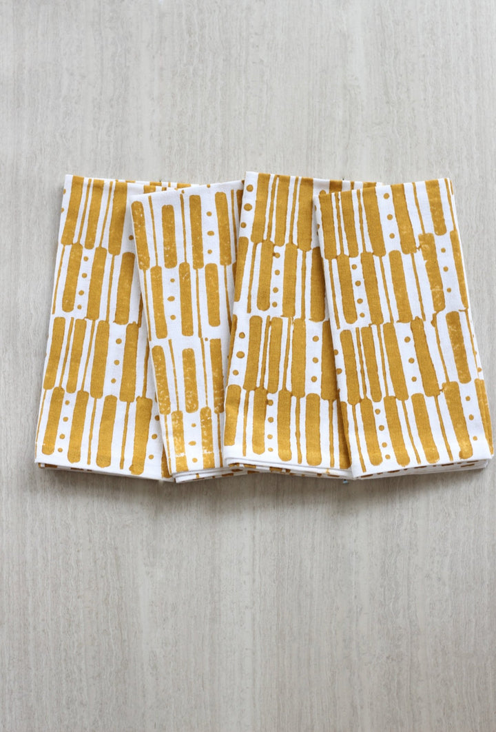 Dinner Napkins (set of 4) - Riley Lines, Mustard - The Mended Company