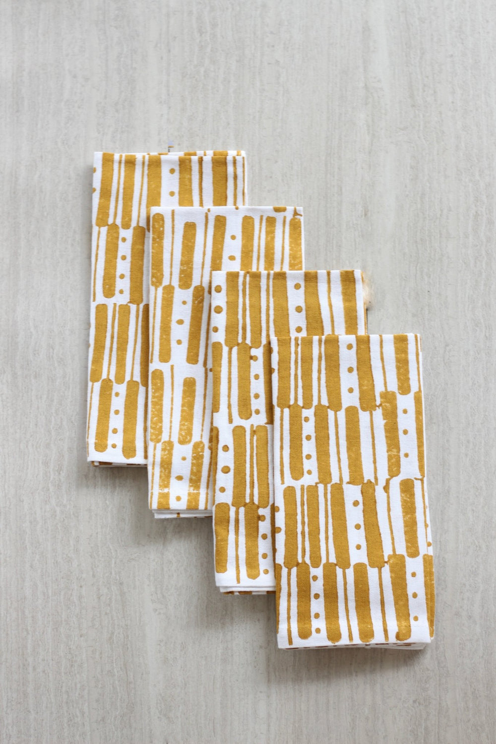 Dinner Napkins (set of 4) - Riley Lines, Mustard - The Mended Company