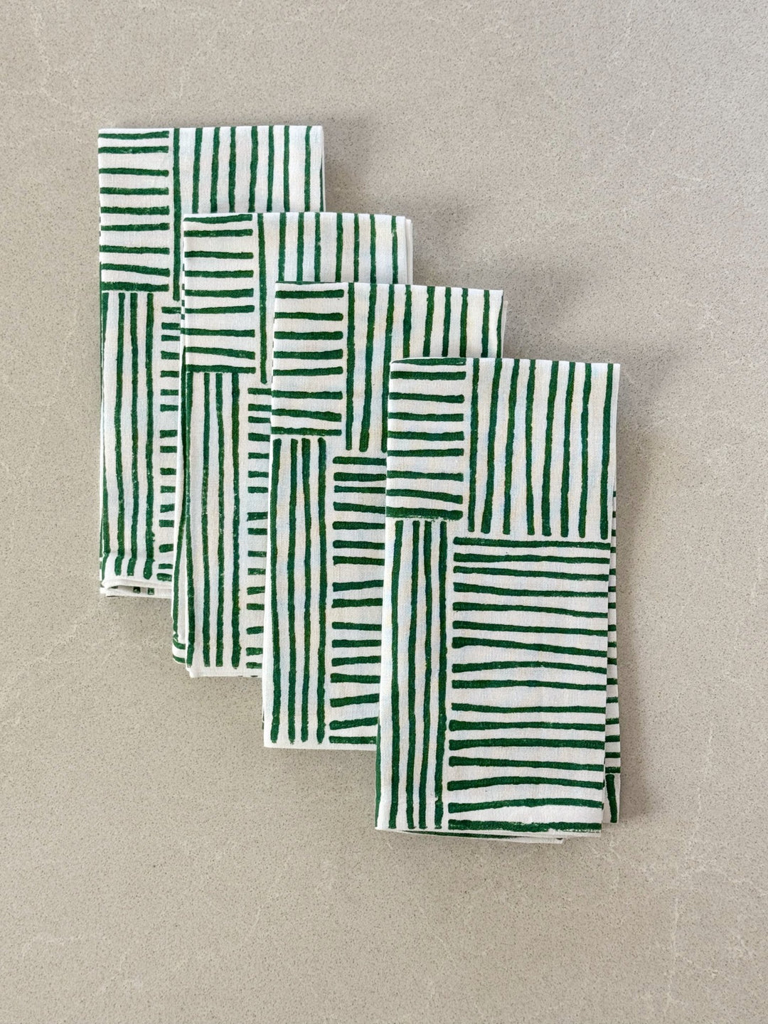 Dinner Napkins (set of 4) - Striped, Evergreen - The Mended Company