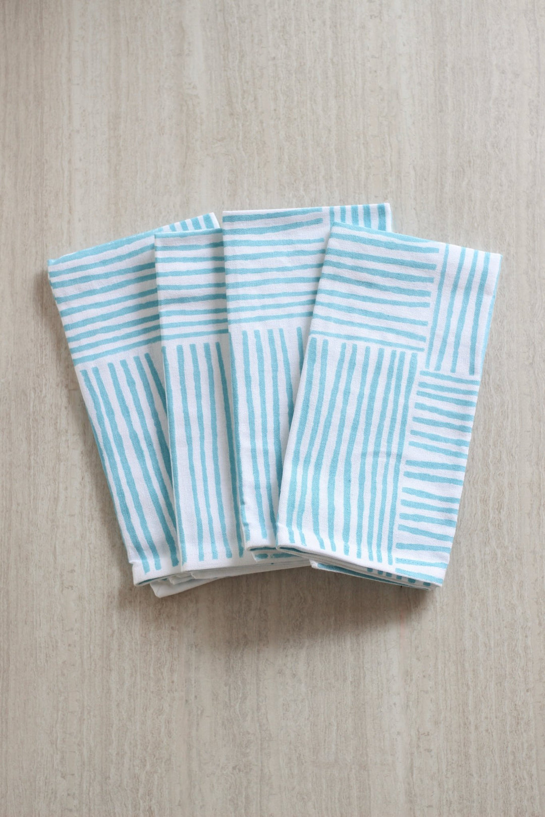 Dinner Napkins (set of 4) - Striped (Large), Saltwater - The Mended Company
