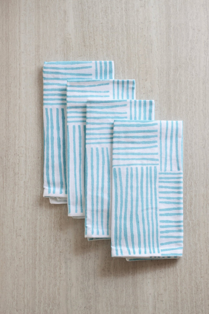 Dinner Napkins (set of 4) - Striped (Large), Saltwater - The Mended Company