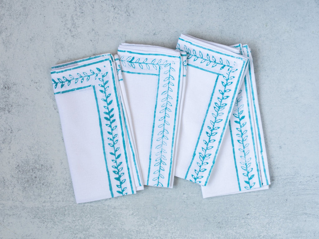 Dinner Napkins (set of 4) - Vine Border Outline, Saltwater - The Mended Company