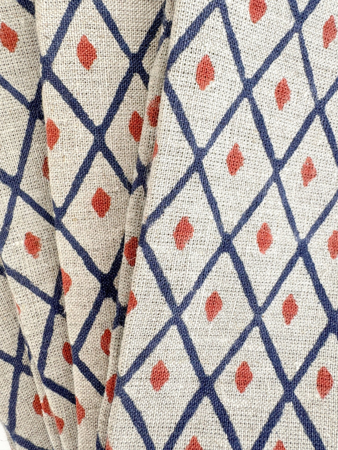 Flax Linen Napkins (set of 4) - Ikat, Navy &amp; Terracotta - The Mended Company