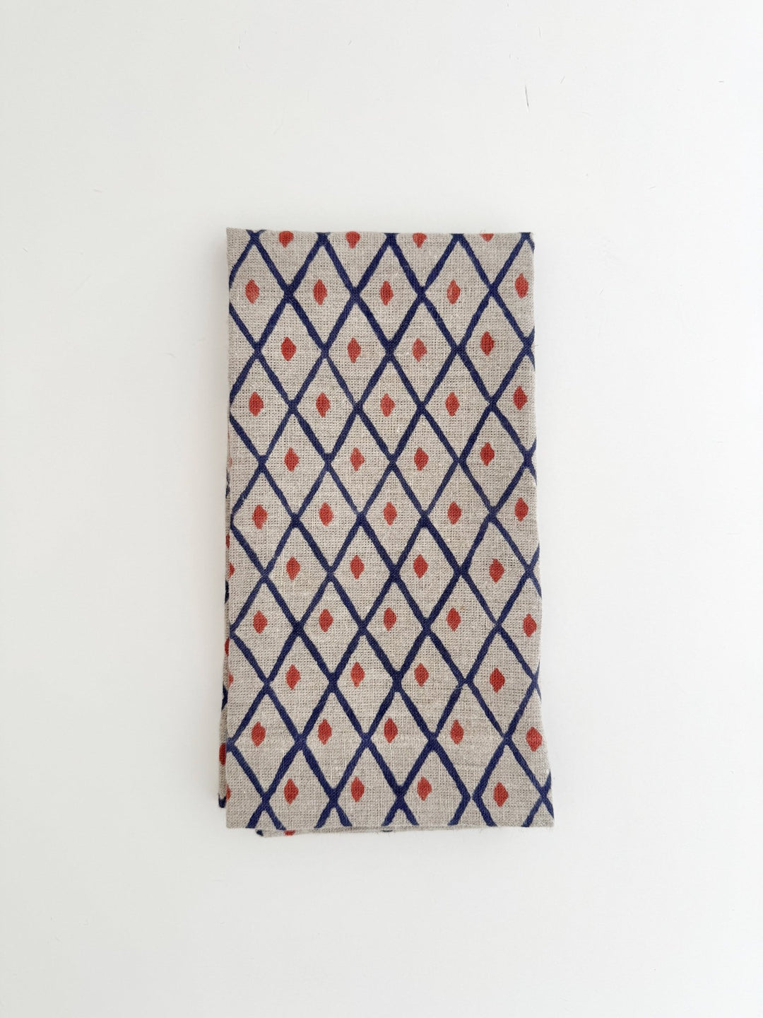 Flax Linen Napkins (set of 4) - Ikat, Navy &amp; Terracotta - The Mended Company