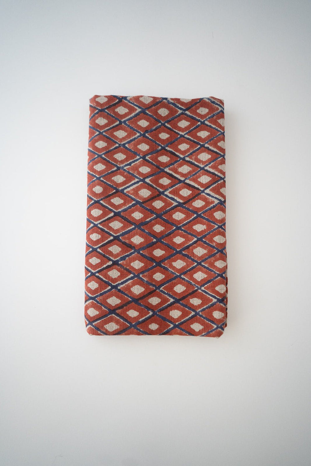 Hand Block Printed Table Runner (Flax Linen) - Ikat, Terracotta - The Mended Company