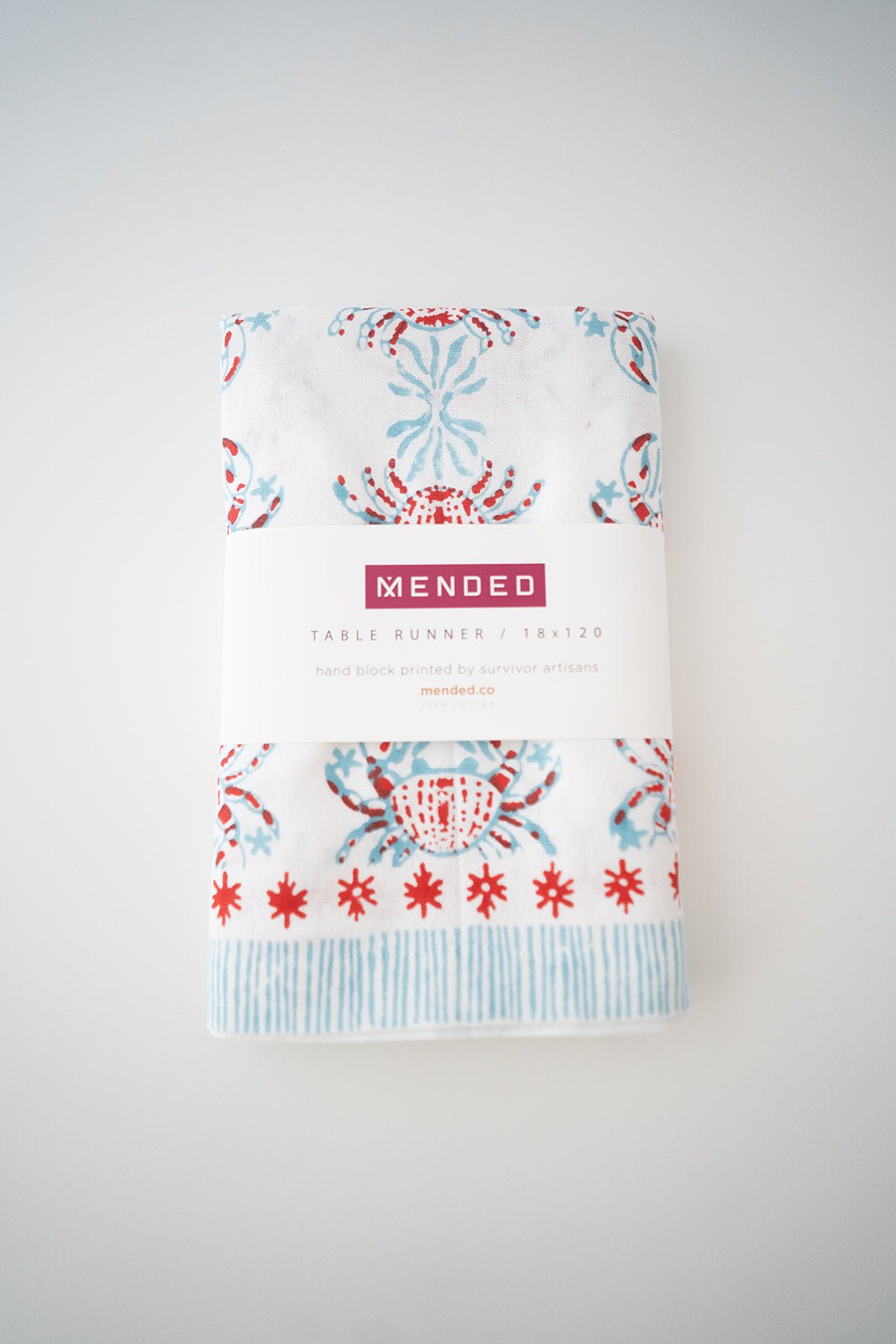 Hand Block Printed Table Runner - King Crab - Saltwater &amp; Poppy - The Mended Company