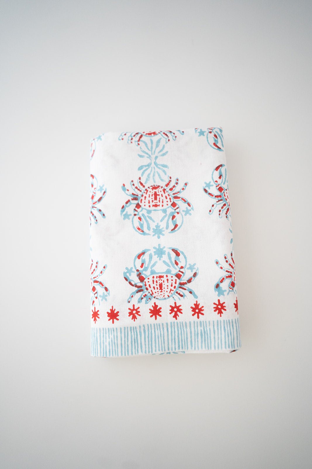 Hand Block Printed Table Runner - King Crab - Saltwater &amp; Poppy - The Mended Company