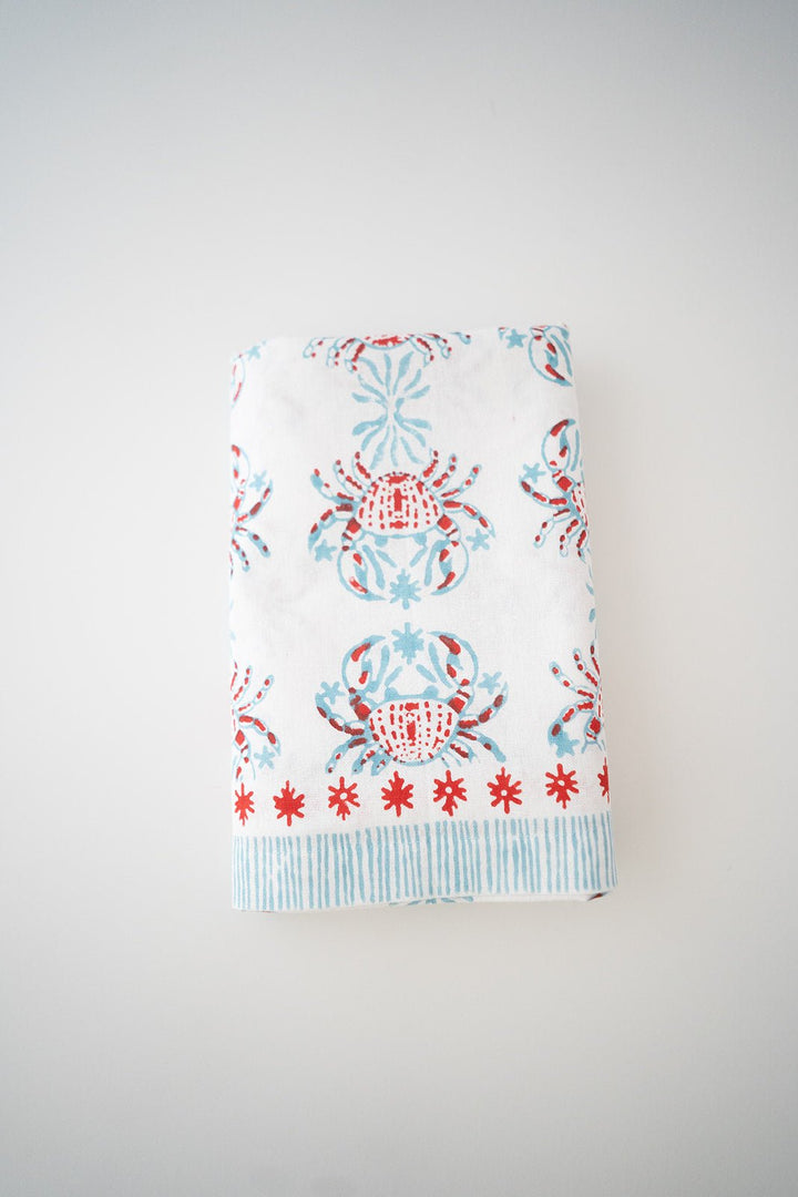 Hand Block Printed Table Runner - King Crab - Saltwater &amp; Poppy - The Mended Company