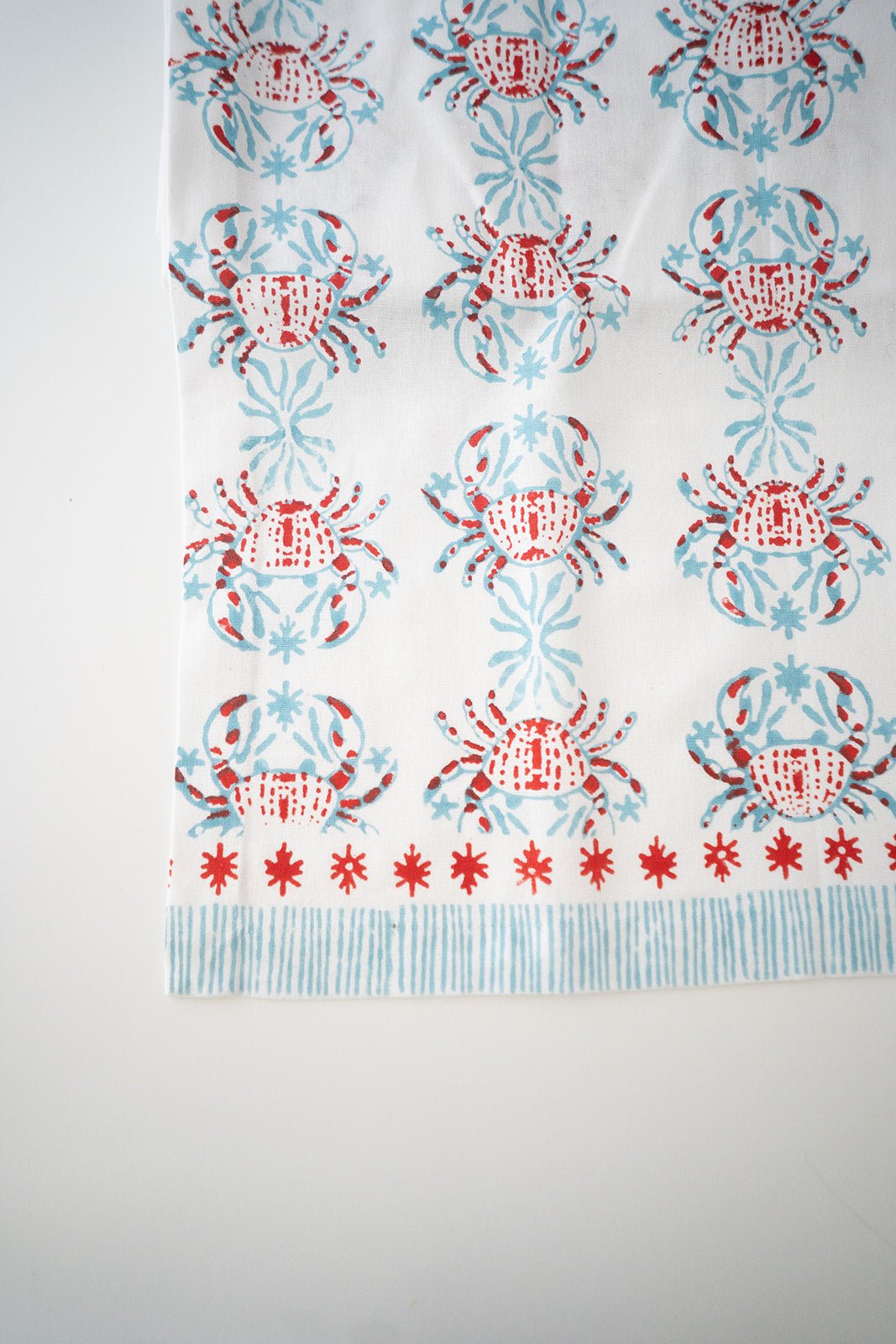 Hand Block Printed Table Runner - King Crab - Saltwater &amp; Poppy - The Mended Company