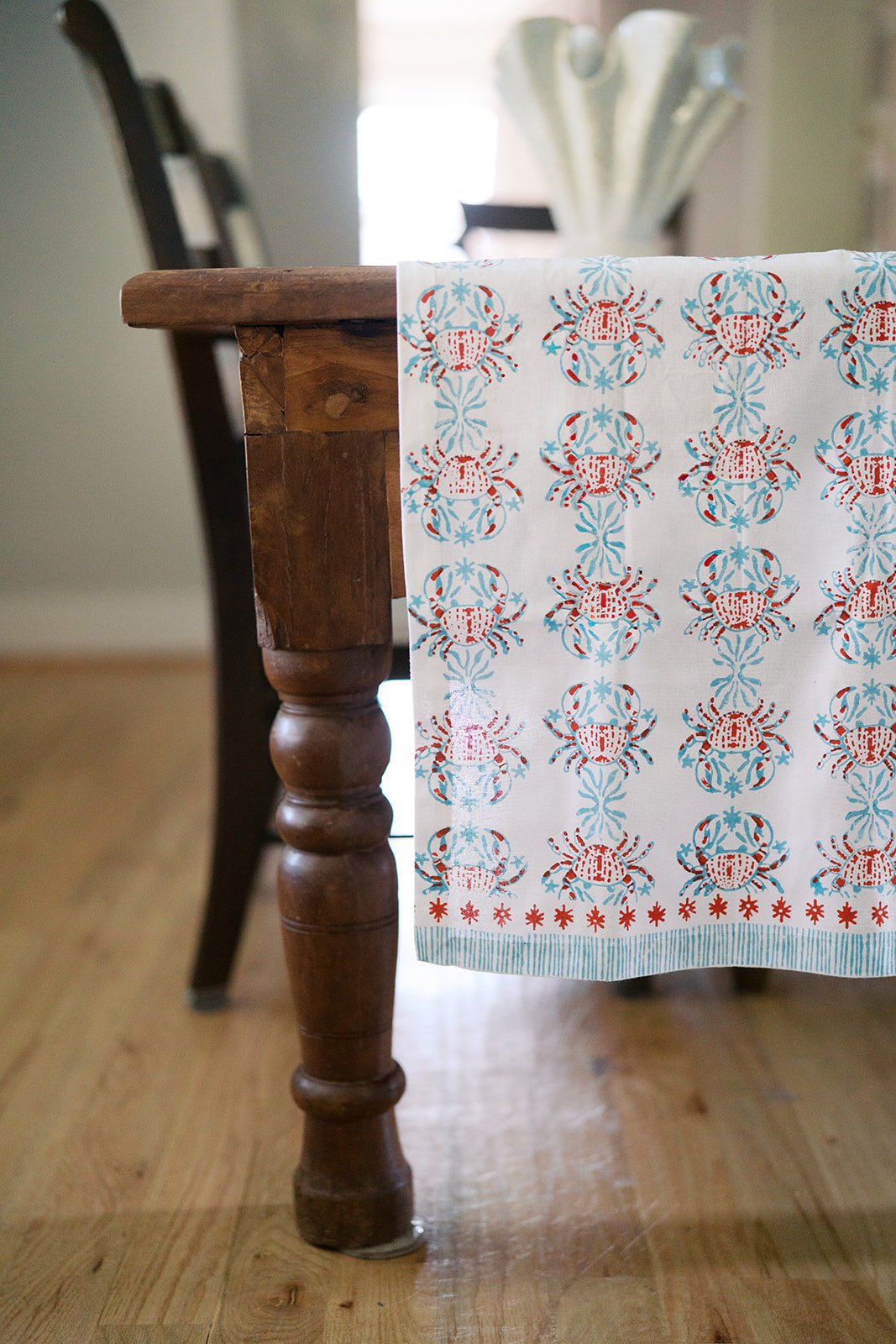 Hand Block Printed Table Runner - King Crab - Saltwater & Poppy - The Mended Company