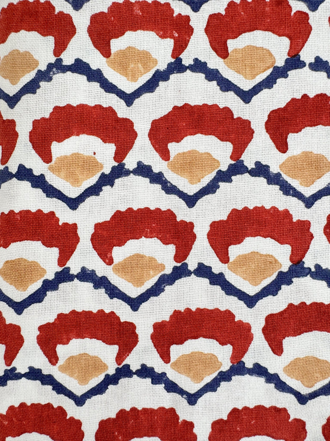 Hand Block Printed Table Runner - Modern Poppy, Terracotta - The Mended Company