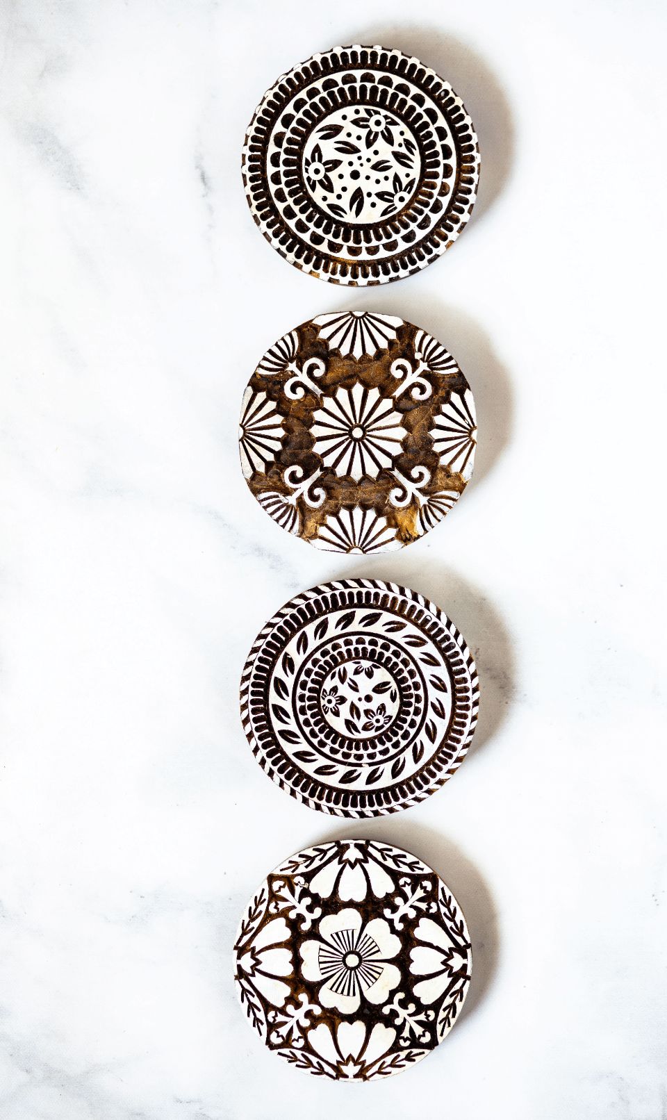 Hand - Carved Wooden Block Coaster - Aster - The Mended Company