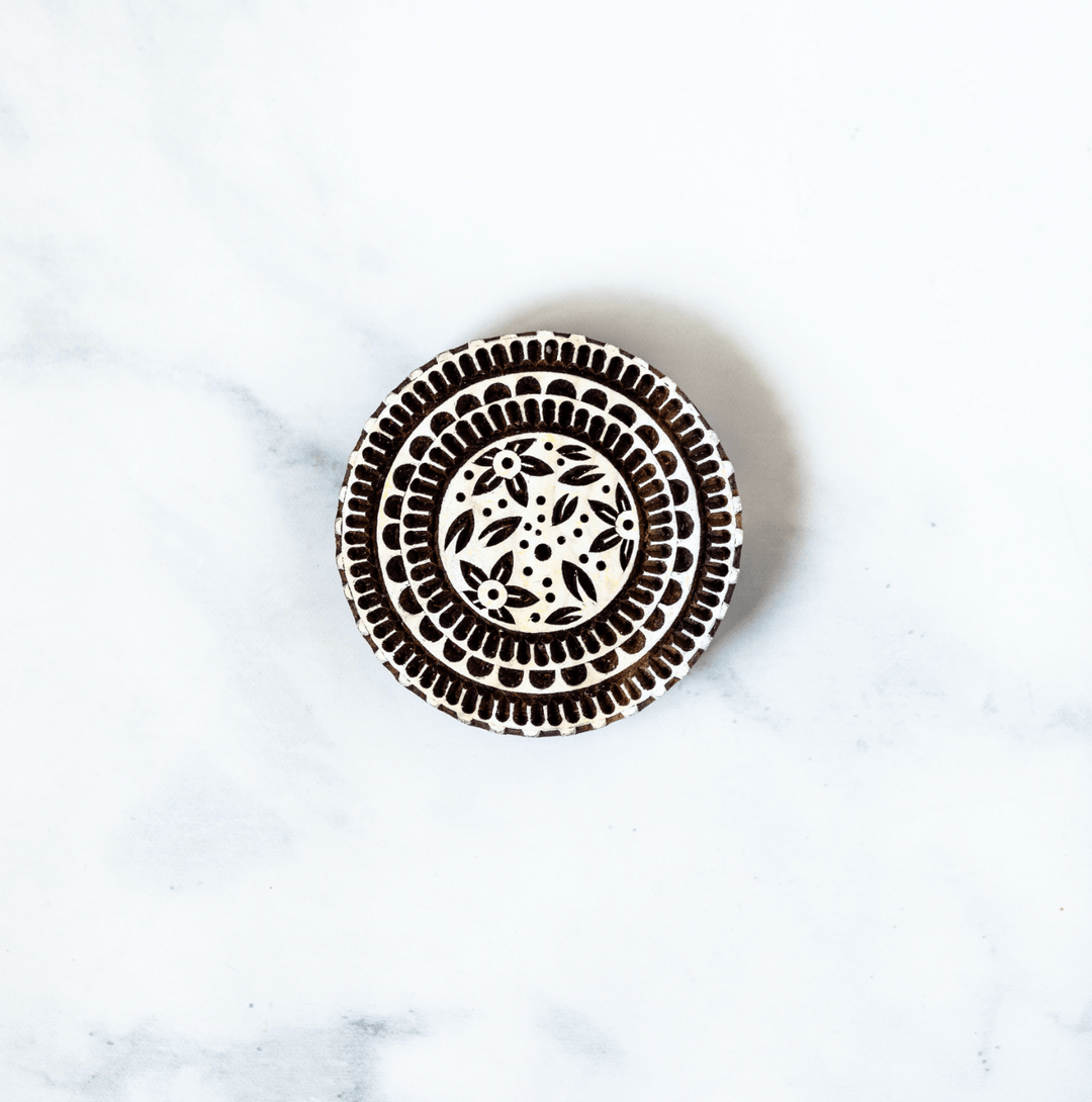 Hand - Carved Wooden Block Coaster - Aster - The Mended Company