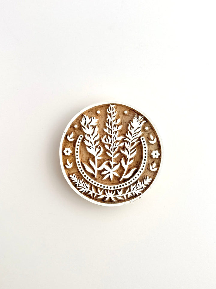 Hand - Carved Wooden Block Coaster - Bluebonnet - The Mended Company