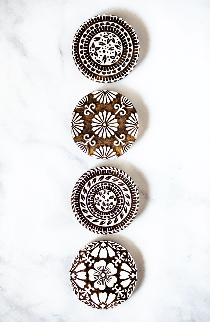 Hand - Carved Wooden Block Coaster - Daisy - The Mended Company