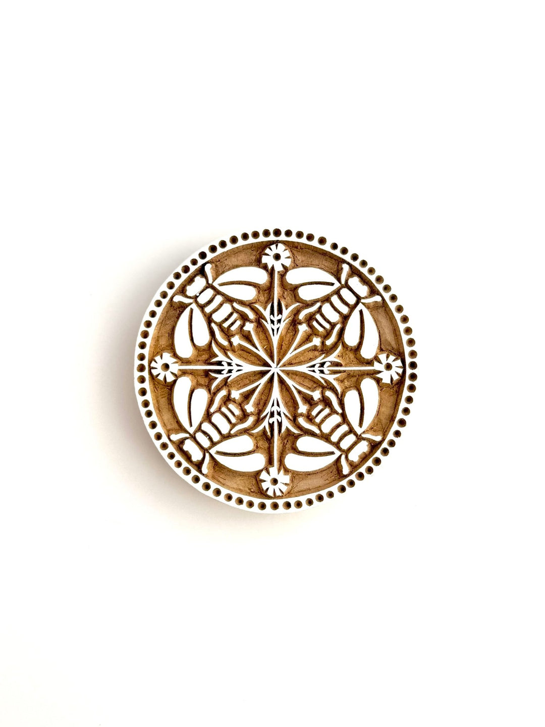 Hand - Carved Wooden Block Coaster - Honeybee - The Mended Company