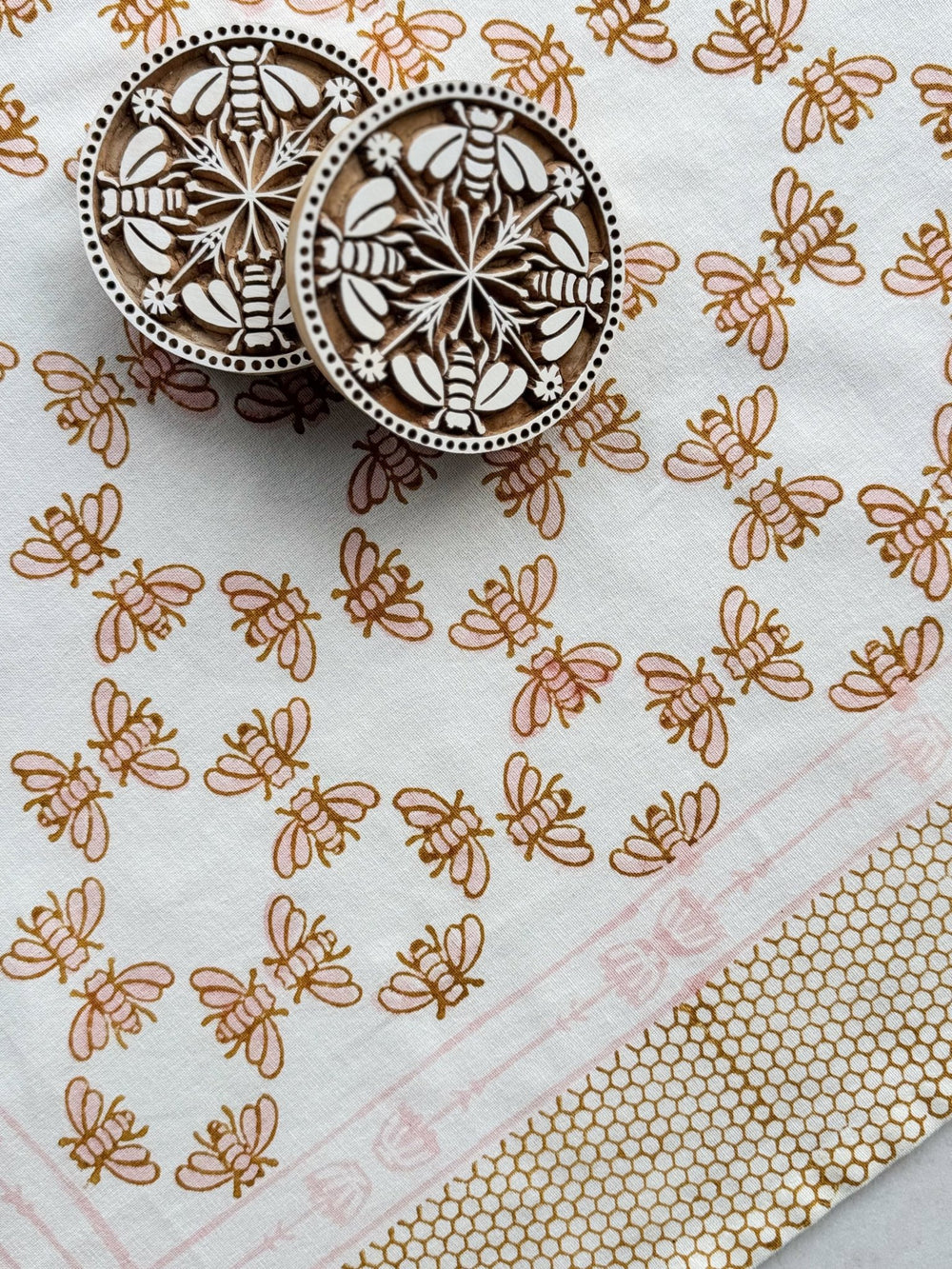 Hand - Carved Wooden Block Coaster - Honeybee - The Mended Company