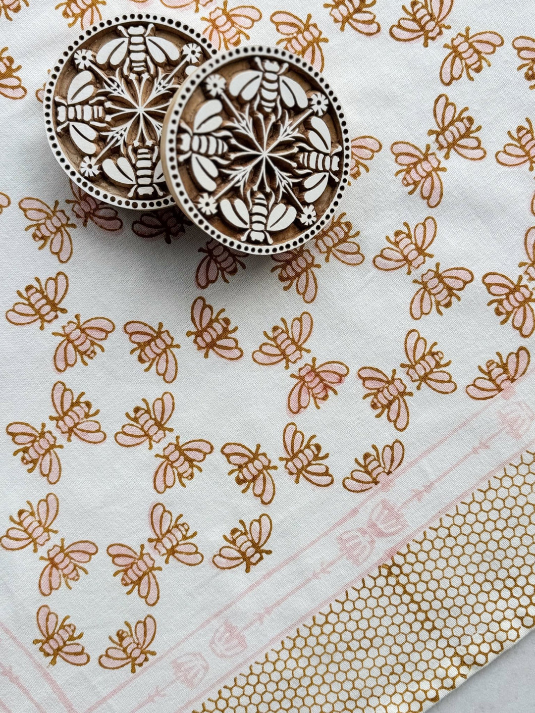 Hand - Carved Wooden Block Coaster - Honeybee - The Mended Company
