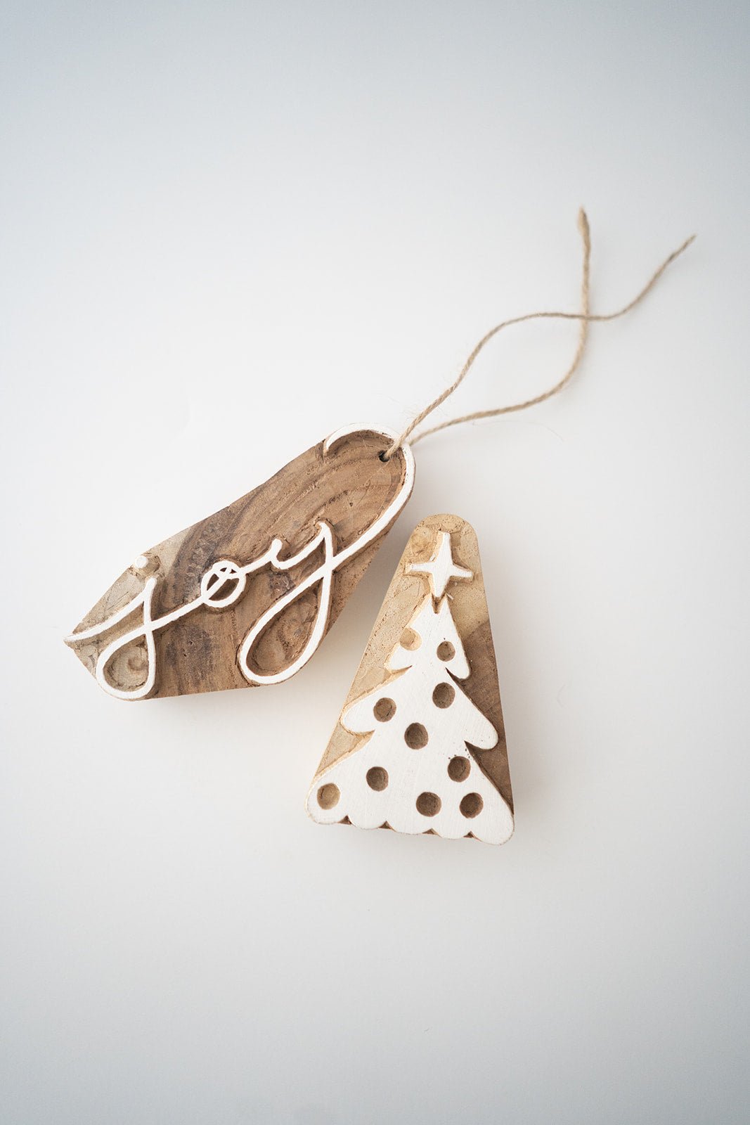 Hand-Carved Wooden Holiday Ornament - Joy - The Mended Company