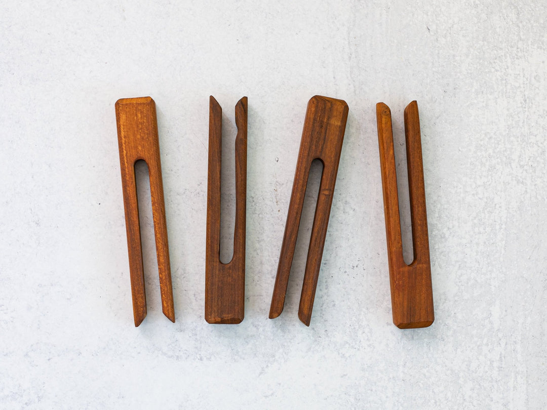 Hand - Carved Wooden Napkin Holders (Set of 4) - Clothespin - The Mended Company