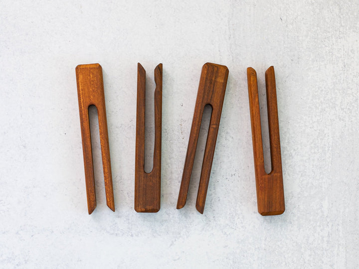 Hand - Carved Wooden Napkin Holders (Set of 4) - Clothespin - The Mended Company