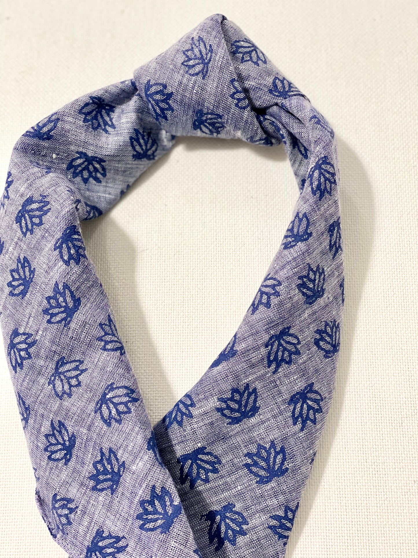 Bandana - Denim Linen with Baby Lotus, Navy