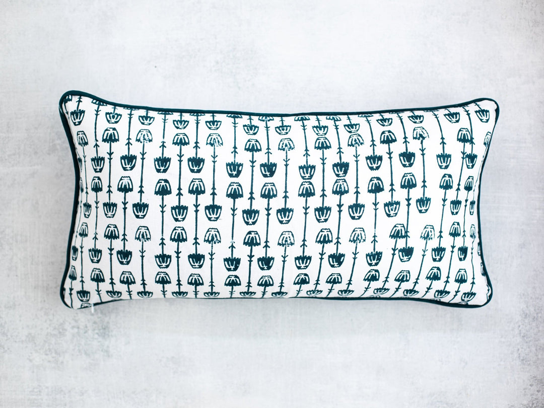 Lumbar Pillow Sham - Mosaic Flowers, Midnight - The Mended Company