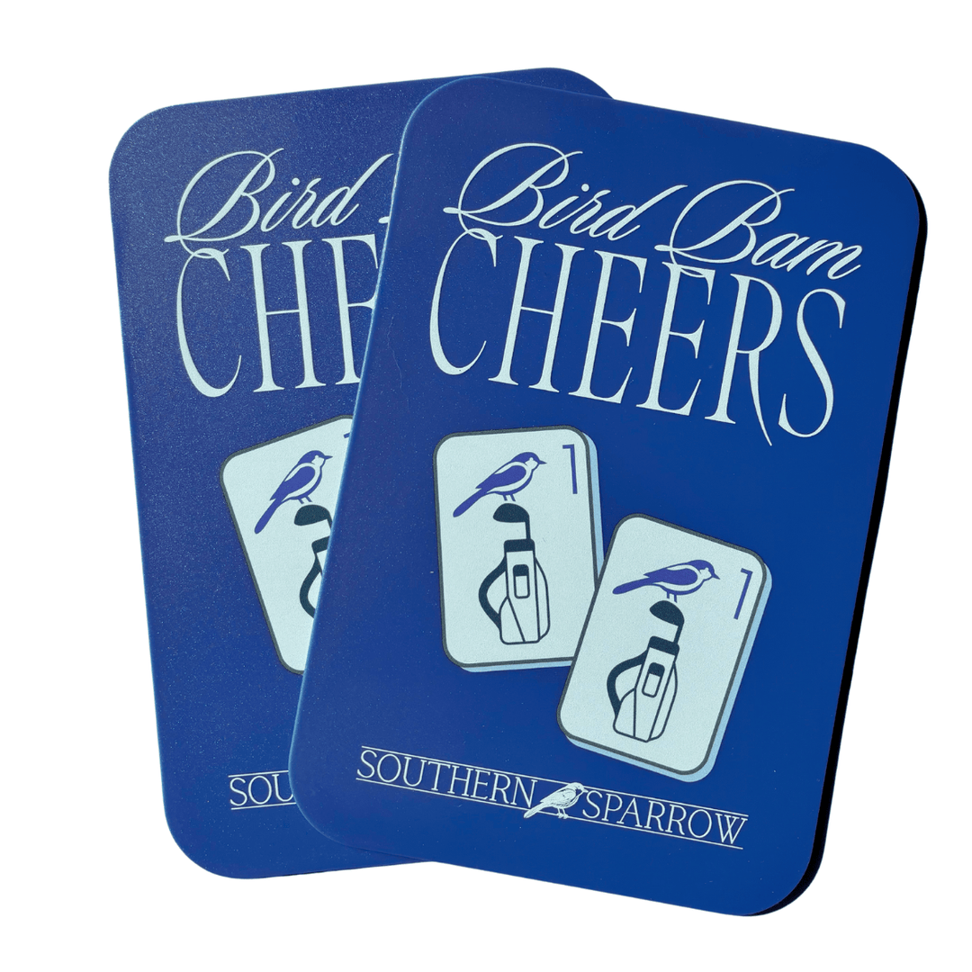 MAHJONG TILE SHUFFLER SET - BIRD BAM CHEERS IN BLUE - The Mended Company