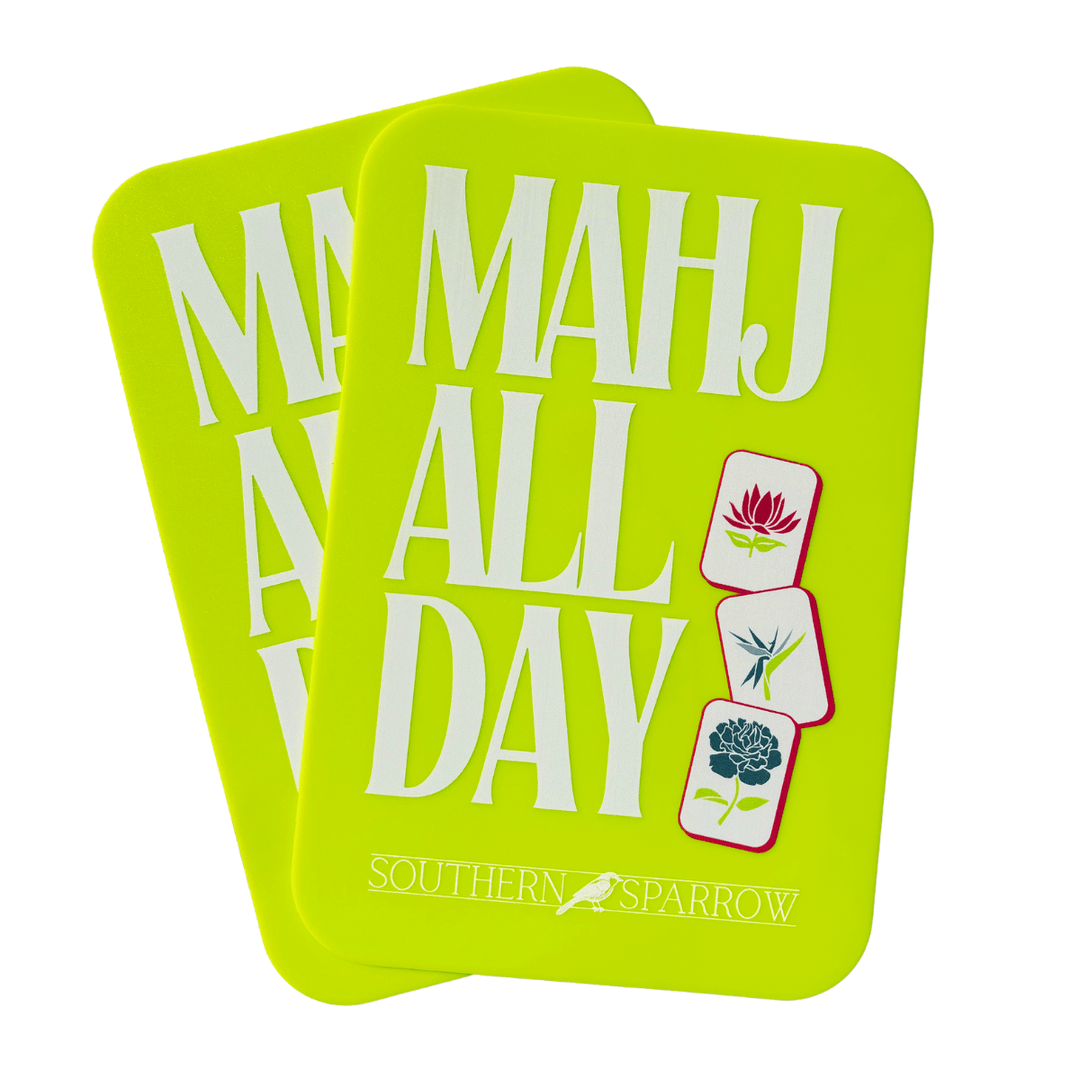 MAHJONG TILE SHUFFLER SET - MAHJ ALL DAY IN ELECTRIC GREEN - The Mended Company