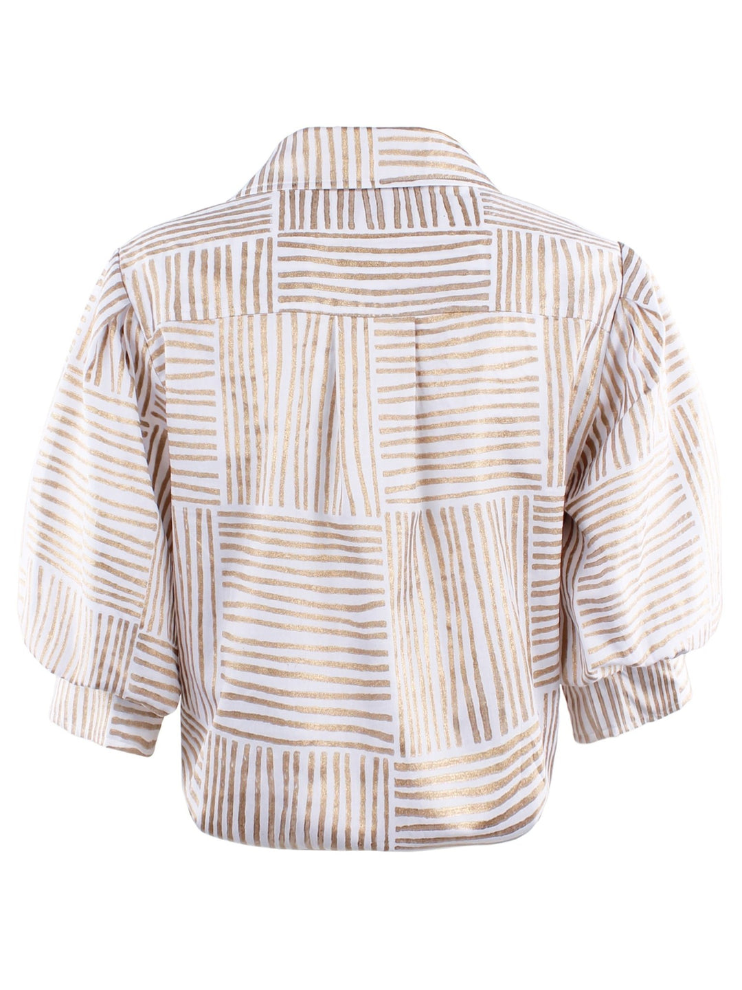 MENDED Bomba Twist-Hem Short Sleeve Shirt, Navy Block Stripe - The Mended Company