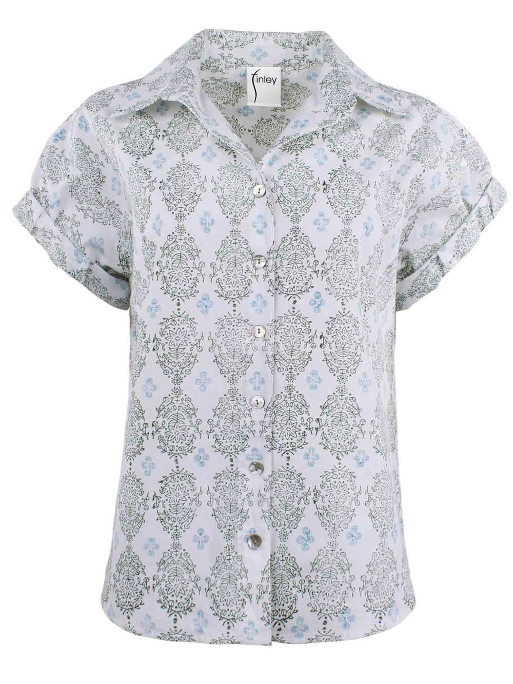 MENDED Roll Sleeve Camp Shirt Vara Dogwood Print - The Mended Company