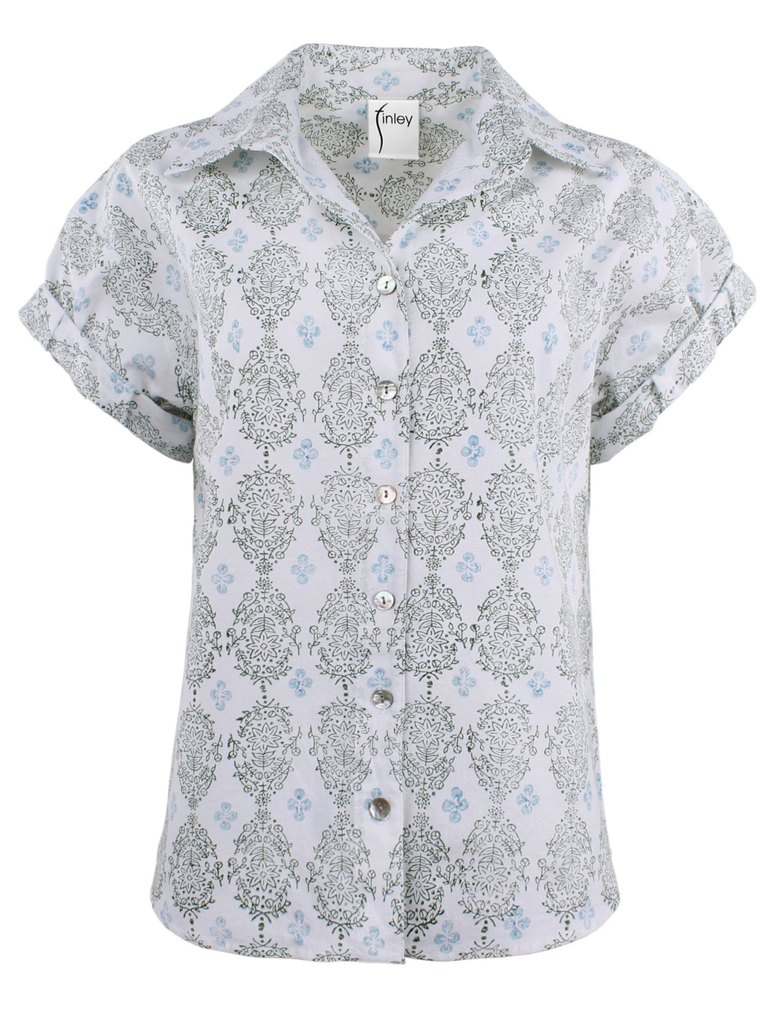 MENDED Roll Sleeve Camp Shirt Vara Dogwood Print - The Mended Company