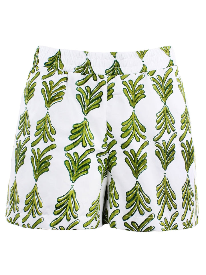MENDED Seaside Short Green Palmetto Print - The Mended Company