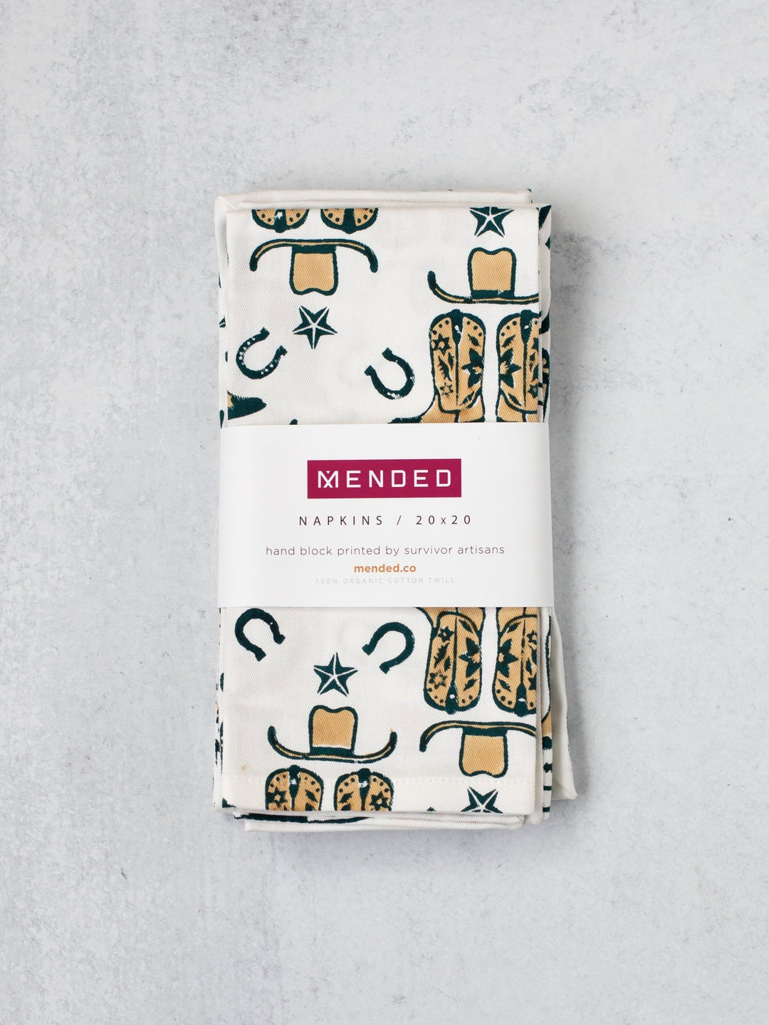 Organic Ivory Napkins (set of 4) - Cowgirl, Midnight - The Mended Company