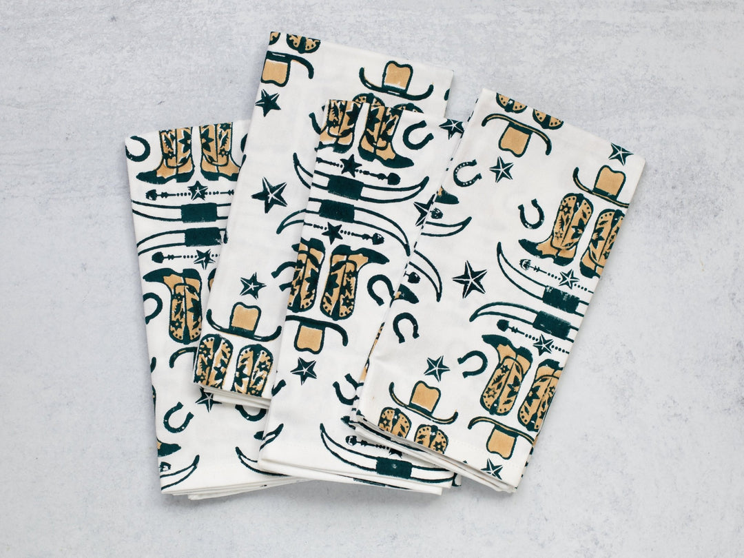 Organic Ivory Napkins (set of 4) - Cowgirl, Midnight - The Mended Company