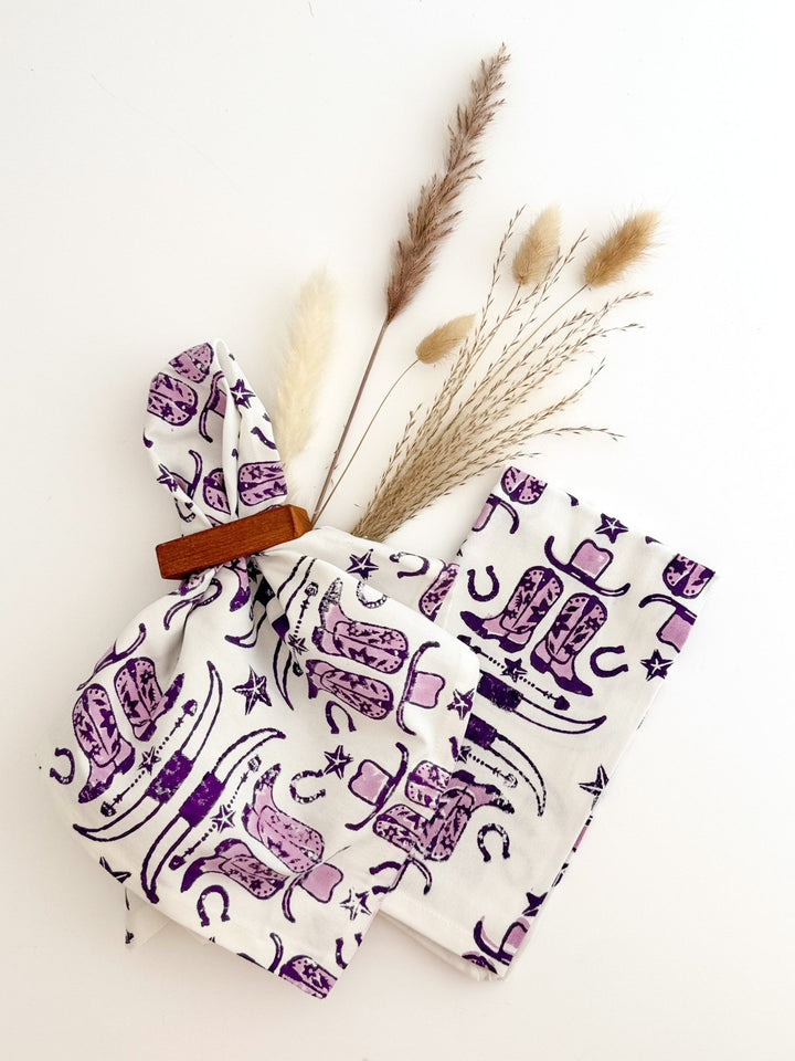 Organic Ivory Napkins (set of 4) - Cowgirl, Purple - The Mended Company