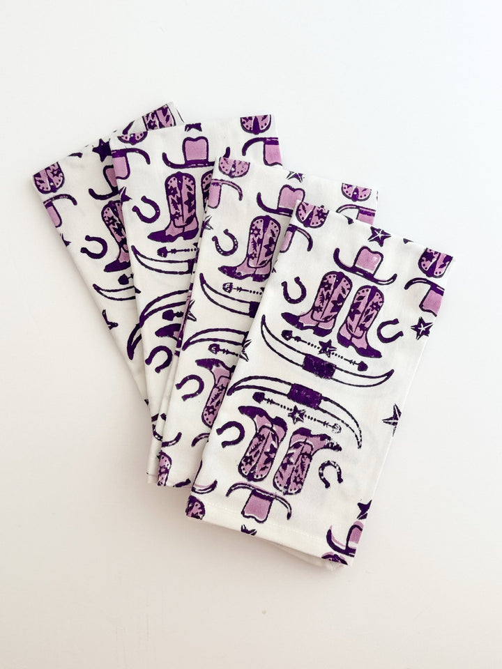 Organic Ivory Napkins (set of 4) - Cowgirl, Purple - The Mended Company