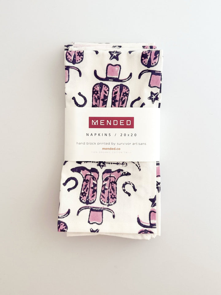 Organic Ivory Napkins (set of 4) - Cowgirl, Purple - The Mended Company